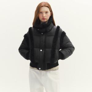 [마리끌레르][정가199,000]크리미 퍼 배색 숏 패딩(MAFDPD06MBK)