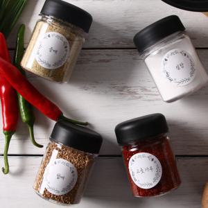 트라이탄 미니 양념통 4p(블랙)+원형 스티커 12p