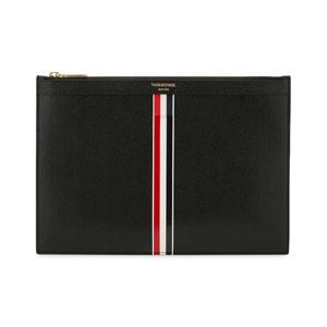 톰브라운 남성 삼선탭 페블그레인 블랙 클러치백 스몰