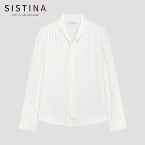 [SISTINA] 인기 셔링 타이넥 블라우스