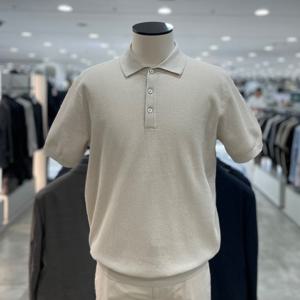 [지오지아]워셔블 코튼 변형조직 카라 니트티_ABF2ET1103_BE_DG