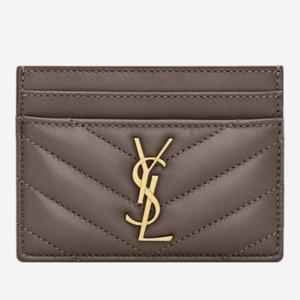 생로랑 로고 디테일 그레이 가죽 카드지갑 423291 AAA441997