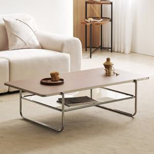 [채우리] 브랜디 1200 사각 2단 미드센츄리 강화유리 거실 소파 테이블