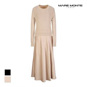 [마레몬떼] 라운드넥 니트배색 원피스_M242MOP11P0