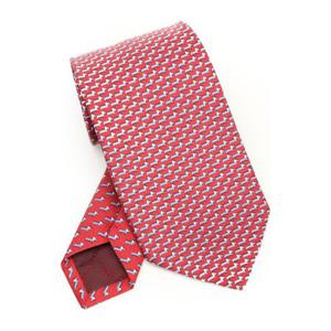 페라가모 패턴 실크 내로우 엔드 타이 351311788887 004