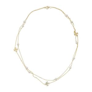 토리버치 골드 톤 플로럴 참 더블 스트랜드 목걸이 157210 137