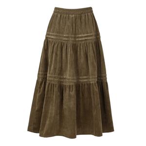 [포커스]라인 티어드 벨벳 롱 스커트 PBVFF5W1SK8381