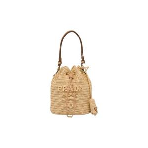 프라다 크로쉐 레더 미니 버킷백 내츄럴 1BE068-2A2T-F0018