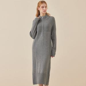 [매긴]짚업 모크넥 니트 원피스_PBMF5W1OP3141