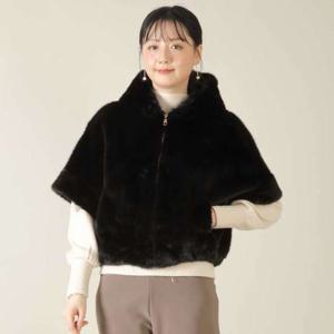 애비뉴투지 엄마옷 인조 퍼 후드 지퍼 반팔 여성 겨울 인조모피 조끼 V12515