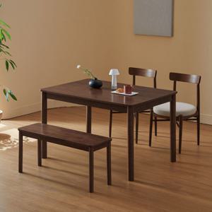 [베스트리빙] 루빈 라운드 로나 1200 4인 원목 식탁세트/식탁1개+의자2개+벤치1개