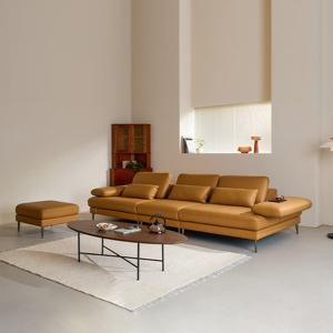 [다우닝] 모션 4인 쿼드 스윙 전체 통가죽 소파+스툴