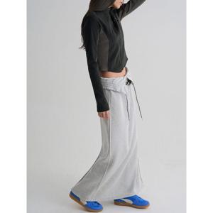 (356127SC13) [에잇세컨즈] 롱 웨이스트 변형 슬릿 스커트  그레이