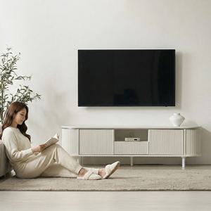 지베스 밀크 라운드 템바보드 거실장 1600