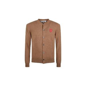 25 FW 꼼데가르송 하트 아플리케 버튼 울 가디건 AXN0750513BROWN TP447838895