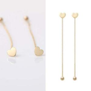 정품 14K 골드 하트 롱 귀걸이 피어싱_한쪽