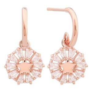 14K 금침 로즈골드 일자침 큐빅 별 드롭 귀걸이