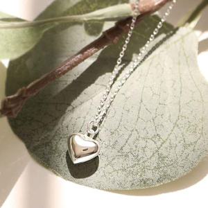 92.5 실버 볼륨 하트 펜던트 체인 은 목걸이