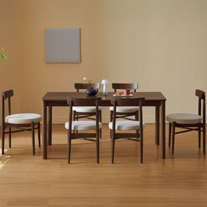 [베스트리빙] 루빈 라운드 로나 1600 6인 원목 식탁세트/식탁1개+의자6개