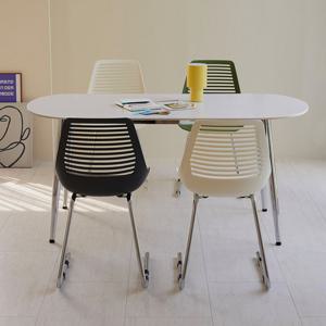 [베스트리빙] 스칸디 크롬 제트라 1400 4인 사각/타원 세라믹 식탁세트/의자4개