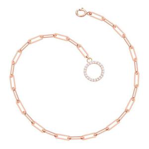 14K GOLD 로즈골드 큐빅 링 펜던트 클립 체인 금 팔찌