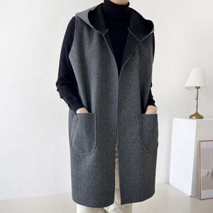 나야홍 / 아이우먼 심플투포켓빅후드조끼 BSV869M512 빅사이즈