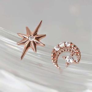 14K 골드필드 핀 엔틱 큐빅 달 피어싱