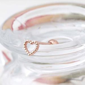 14K 골드필드 핀 라인 하트 피어싱