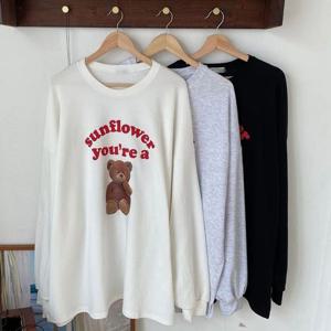 나야홍 / 빅사이즈티 Q195L512 선플라워베어기모오버티 RA