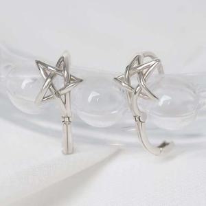 92.5 실버 라인 별 원터치 은 귀걸이