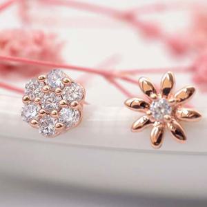 14K 골드필드 핀 큐빅 플라워 꽃 피어싱