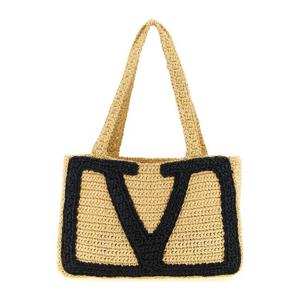 발렌티노 비바 슈퍼스타 크로셰 라피아 미디 쇼퍼백 W2B0S11QET