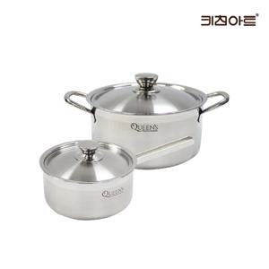 키친아트 퀸즈 인덕션냄비 통3중 304스텐 냄비세트 2종B 편18+양20