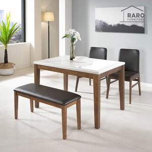 라로퍼니처 로망 1200 천연 대리석 4인 식탁 세트 (식탁+벤치1+의자2)