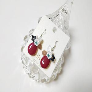 유니크 가넷 자개 원석 수공예 귀걸이 925 은침s