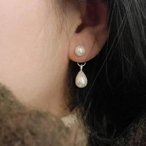 전체 92.5은 물방울 핵진주 드롭 귀걸이