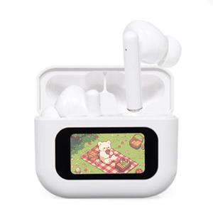 액센 N700 고음질 LED 한글 스마트스크린 ANC 블루투스 이어폰[화이트]