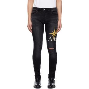 25 FW 아미리 남성 블랙 스타버스트 아플리케 스키니 진 251886M186054