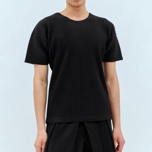 25 FW 옴므플리세 이세이미야케 크루넥 플리츠 반팔 탑 티셔츠 블랙 HP48JK420 15