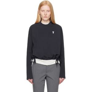 AMI Paris 맨투맨 네이비 코튼 아미 드 꾀흐 스웨트셔츠 251482F098002