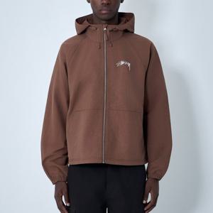 25 FW 스투시 로고 모티프 나일론 비치 쉘 후드 집업 자켓 브라운 115893 1022