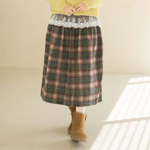 엄마옷 마담4060 내추럴포엠 울체크롱스커트 데일리 여성 -ZSK2512005-