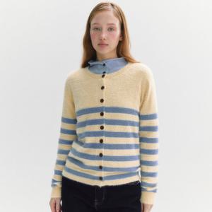 [마리끌레르][정가69,000]헤어리 스트라이프 가디건(MAFDKC07MBE)