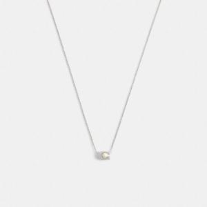 코치 시그니처 펄 펜던트 목걸이 CDS67-XGH 실버/펄