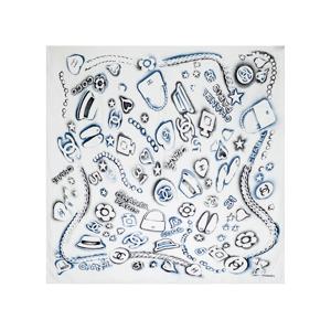 [엘러브] 샤넬 심벌즈 스퀘어 스카프 90 화이트/블루 5ET2155