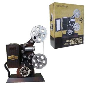 빈티지 엔틱 영사기모양 태엽 보석함 오르골