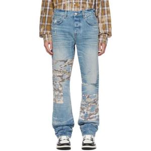 25 FW 아미리 남성 인디고 블루 카모 보로 데님 진 232886M186035