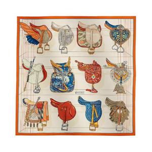 에르메스 뚜 앙 셀 스카프 90 오랑쥬 퀴 크렘 블루 H004204S01