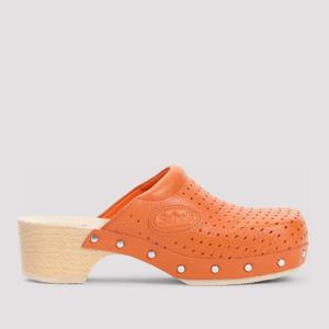 발렌시아가 오렌지 퍼포레이티드 가죽 클로그 뮬 827403 WB260