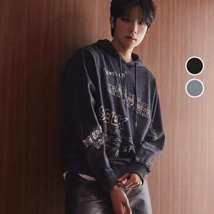 [버커루]남성 그래픽 가먼트다잉 후드 티셔츠 B234TS360P